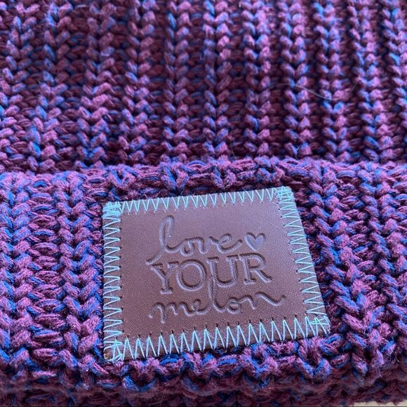 Love Your Melon-Burgundy Two Tone Mixed Knit Beanie - Picture 6 of 7